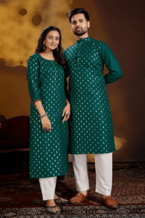 Couple Ethnic Cotton Kurta Payjama and Kurti with Pant Set.