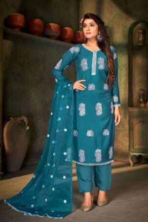 Three Piece Kurti Pant Dupatta set Peri Peri - Light Blue, Large (L)