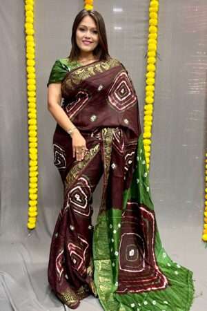 Trendy Bandhani Saree - Brown