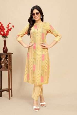 Floral Block Printed Cotton Kurti 2PC Set