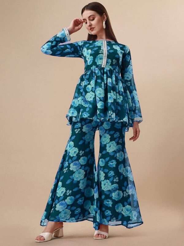 Floral Printed Heavy Georgette Kurta Sharara  set