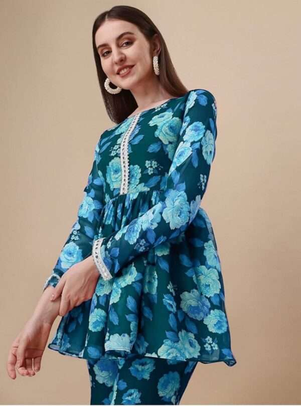 Floral Printed Heavy Georgette Kurta Sharara  set - Image 2