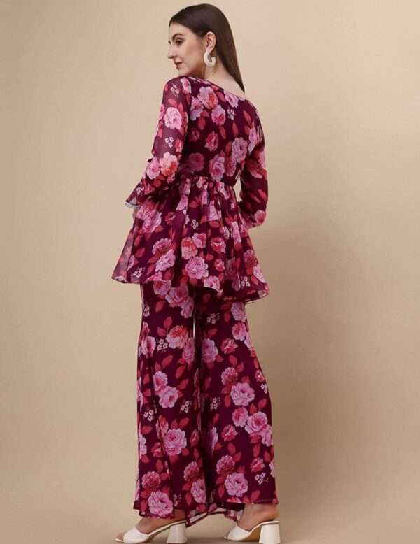 Floral Printed Heavy Georgette Kurta Sharara  set - Image 7