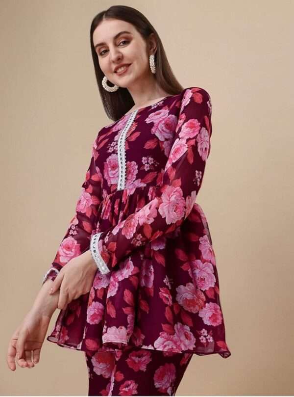 Floral Printed Heavy Georgette Kurta Sharara  set - Image 8